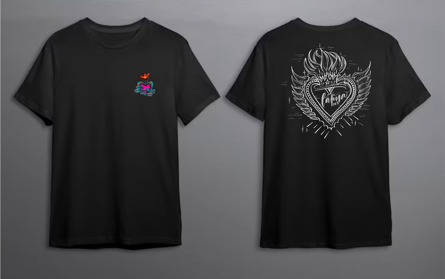 100% Latina Sacred Heart Black T-shirt