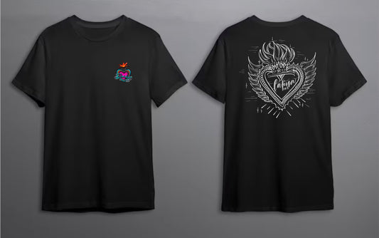 100% Latina Sacred Heart Black T-shirt